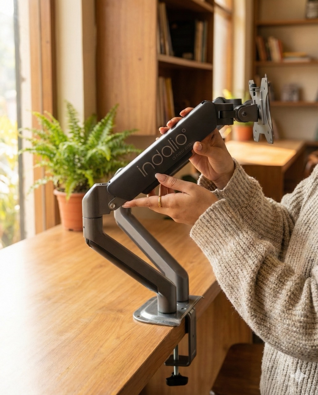 Dual monitor arm front product view